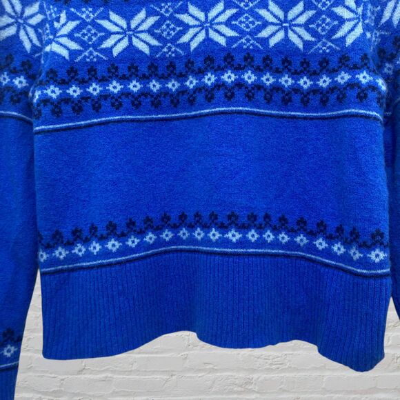 J.Crew Fair Isle Sweater XS Merino Wool Alpaca Blue Crewneck Long Sleeve - Picture 8 of 13